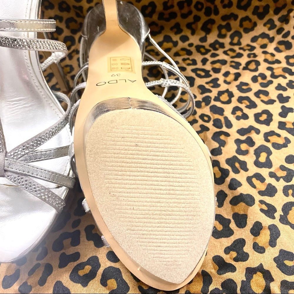 ALDO SILVER ROSANDER 5” HIGH HEEL PLATFORM SHOE, NEW Size:39/8 - Picture 2 of 6